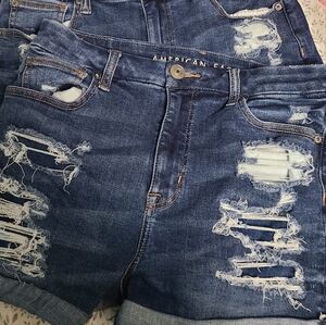 Womens American Eagle Blue Distressed Jean Shorts